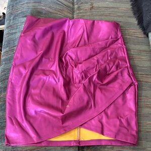 Windsor Fuchsia Pink Satin Mini Skirt